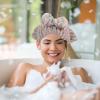 3 pcs Striped dry hair cap womens hats bandanas for women instant dry hair towel microfiber hair towels shower cap girl hat Practical Shower Caps Bowknot Shower Hat Miss view 4