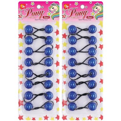 16 Pcs 20mm Hair Ties Hair Accessories for Girls Pearl Color Hair Ties with Balls Bubble Twinbead Ponytail Holders (Blue)