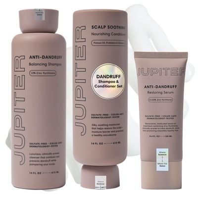 Jupiter Anti Dandruff Shampoo, Conditioner & Serum for Flaky, Itchy, Oily & Dry Scalp - Nourishes Scalp, Reduces Breakage & Flakes - Color-Safe, Sulfate-Free, Paraben-Free