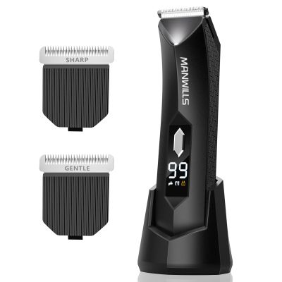 ManWills Replaceable Shaver - 2 Replaceable Ceramic Blades - Sharp & Gentle, Ball Shaver Men IPX7 Waterproof, Pubic Hair Trimmer Men, 7000RPM Mens Grooming Kit