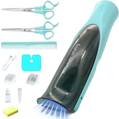 Cordless Vacuum Hair Clipper for Baby,Wireless Professional Beard & Hair Trimmer,Rechargeable Waterproof Home Haircut Kit for Kids & Men,Electric Automatic Hair Suction,with Professional Hair Scissors