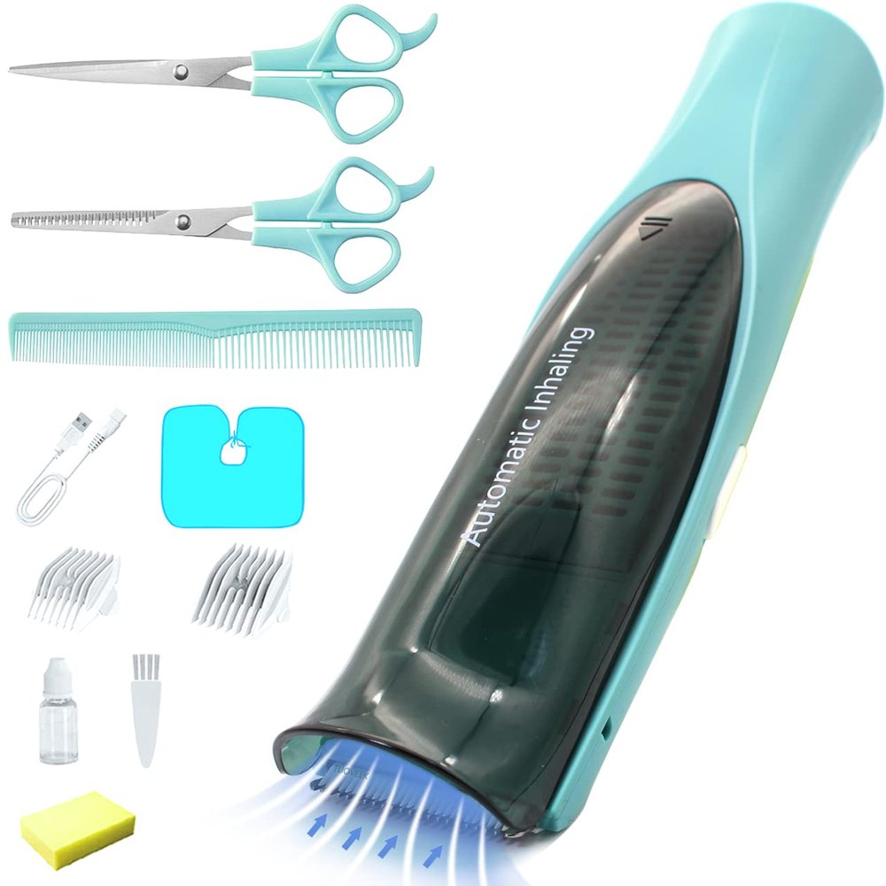 Cordless Vacuum Hair Clipper for Baby,Wireless Professional Beard & Hair Trimmer,Rechargeable Waterproof Home Haircut Kit for Kids & Men,Electric Automatic Hair Suction,with Professional Hair Scissors