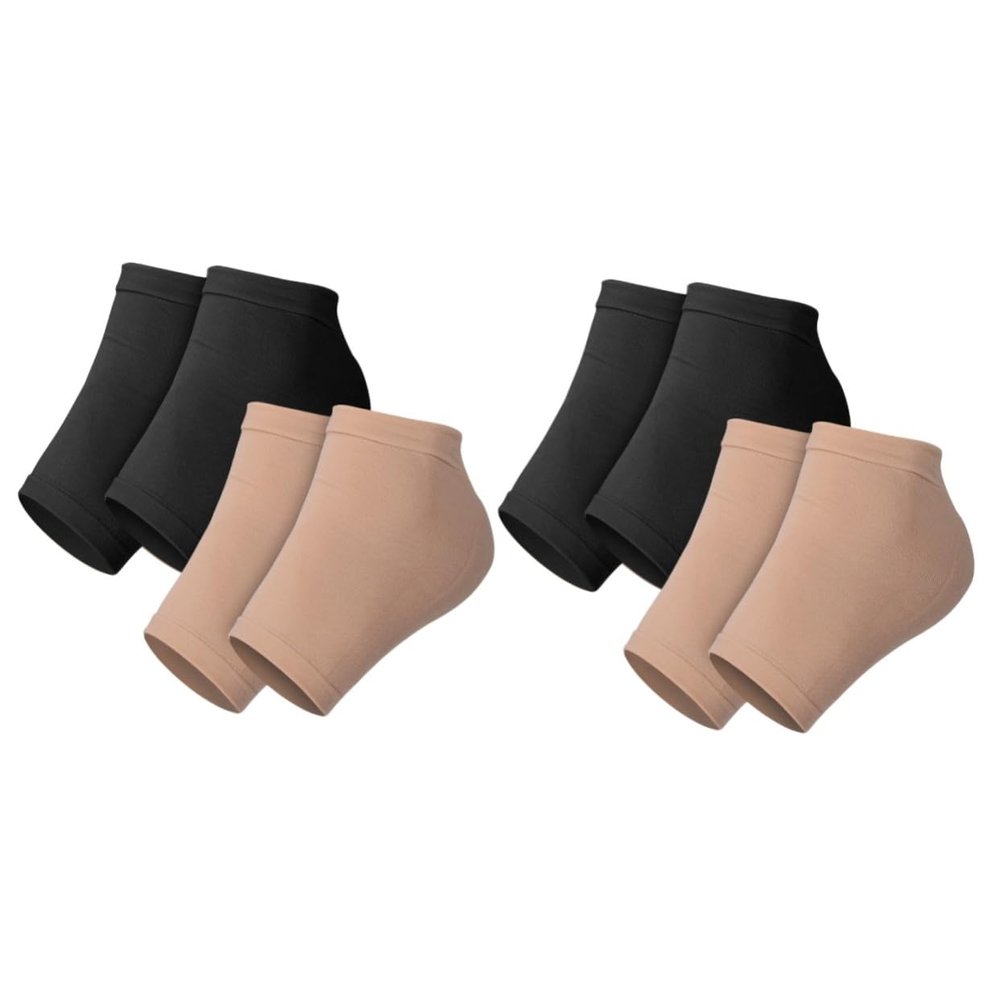 FOMIYES 4pairs Elastic Heel Socks for Women Silicone Heel Protectors Comfortable Foot Sleeves Toeless Socks Support