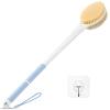 Back Scrubber Body Shower Brush: 20.5 Extra Long Anti Slip Handle Bath Brush with Stiff and Soft Bristles - Showering Exfoliator Wet or Dry Brushing for Women, Men, Elderly (Blue) view 1