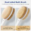 Back Scrubber Body Shower Brush: 20.5 Extra Long Anti Slip Handle Bath Brush with Stiff and Soft Bristles - Showering Exfoliator Wet or Dry Brushing for Women, Men, Elderly (Blue) view 3