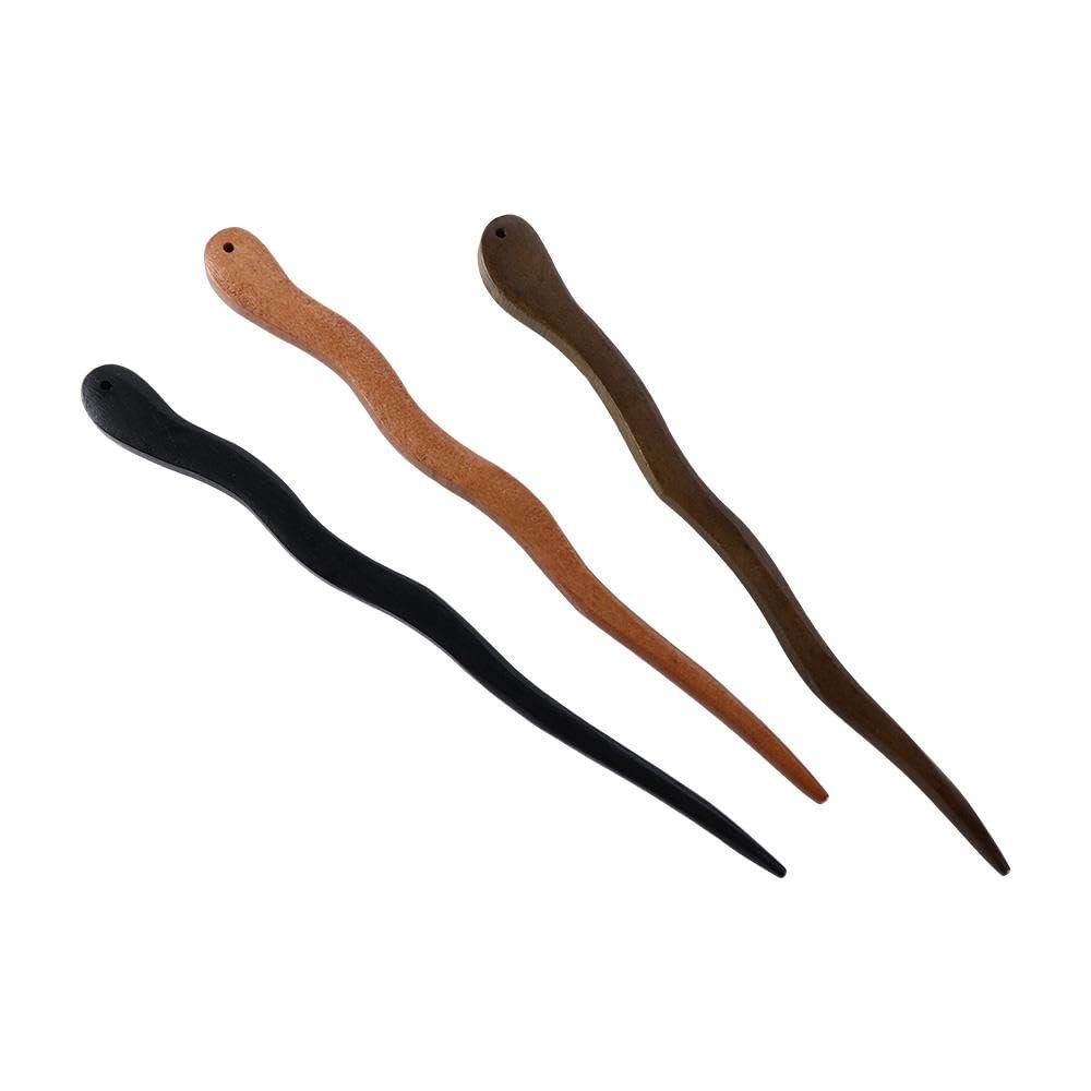 3 Pcs Wooden Hair Stick Wave Shape Hair Chopsticks Chinese Style Hanfu Hair Fork Headwear Jewelry For Women Girl Hair Accessories