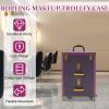 EcoTypee Rolling Makeup Case Cosmetic Train Case Trolley Storage Polish Organizer Purple view 2
