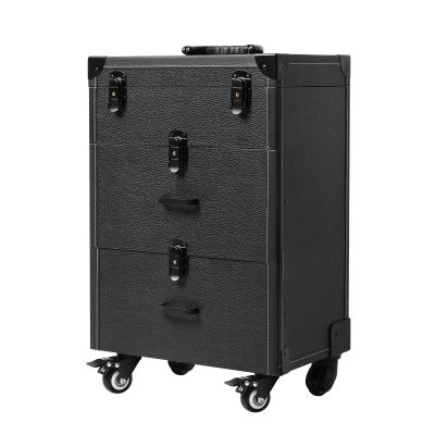 EcoTypee Makeup Train Case Rolling Cosmetic Trolley Storage Organizer Luggage Box +Drawer
