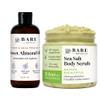 Bare Botanics Sweet Almond Hair & Body Oil + Matcha Eucalyptus Body Salt Scrub view 1