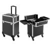 EcoTypee Professional Makeup Train Case,Aluminum Cosmetic Case Rolling Makeup Trolley Case for Travel Makeup/Nail Art/Hair Styling view 1