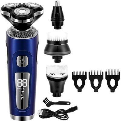 LEONYS Head Shavers for Men, 4 in 1 Electric Shaver 3D Floating Cutters USB Fast Charge Shaving Razor Machine for Men Blades Portable Beard Trimmer Clipper (Color : Blue)