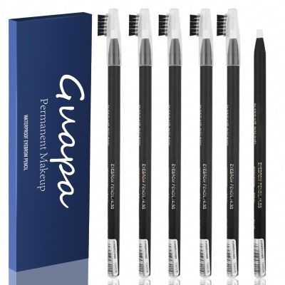 6pcs Waterproof Red Microblading Eyebrow Mapping Pencil Hard Core Peel Off Permanent Makeup Lip Tattoo Pencil (White)