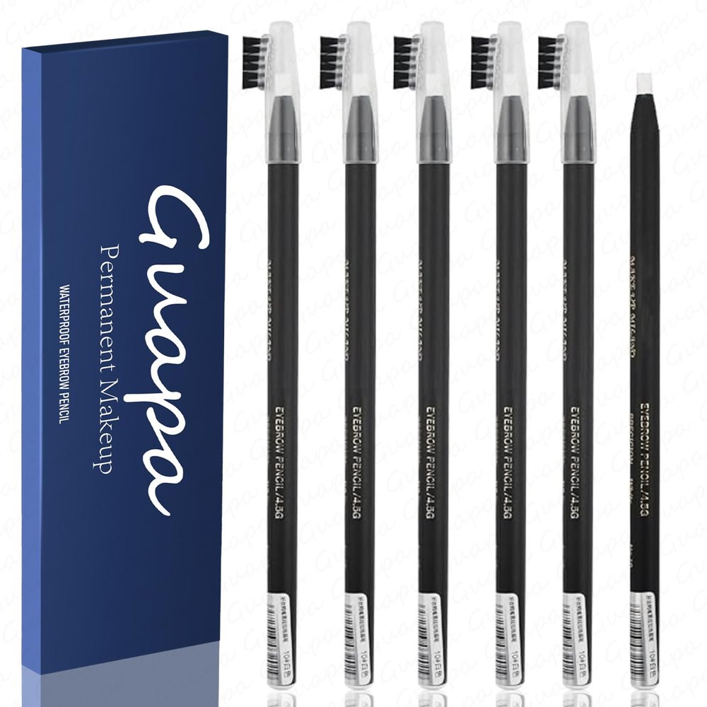 6pcs Waterproof Red Microblading Eyebrow Mapping Pencil Hard Core Peel Off Permanent Makeup Lip Tattoo Pencil (White)