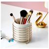 Alipher Makeup Brush Holder Ceramic Cosmetic Brush Organizer Portable Makeup Brush Cup Desktop Jewelry Storage Bottle For Office Bathroom (8.6 * 6.6CM, Gold) view 3