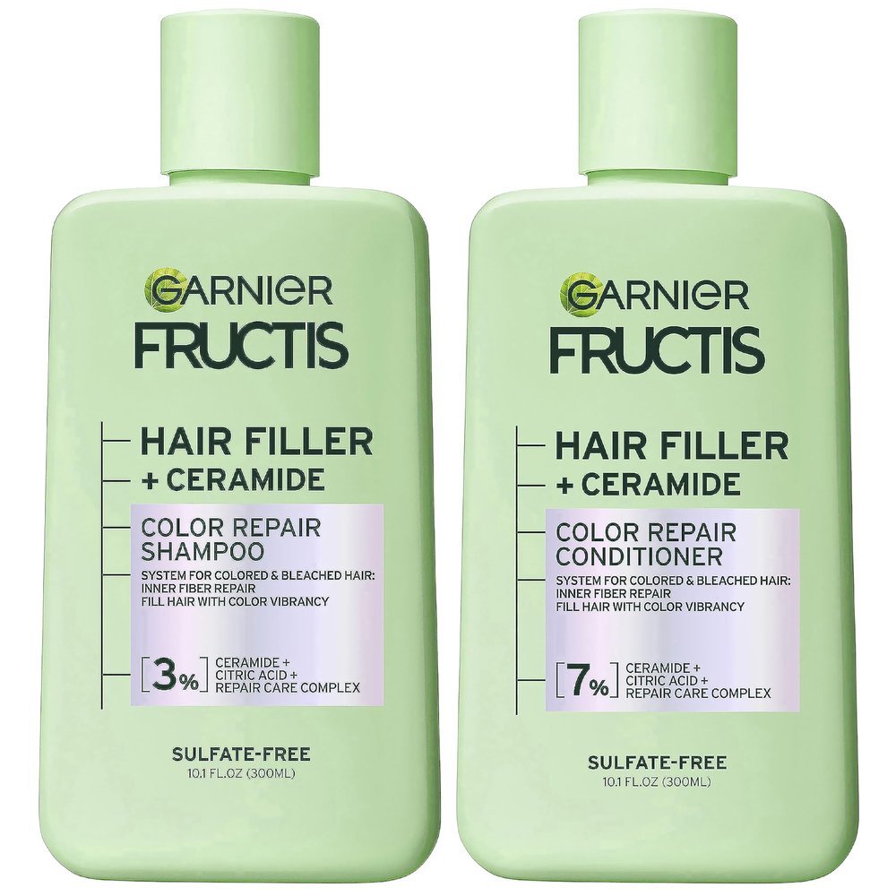 Garnier Fructis Hair Filler Color Repair Shampoo and Conditioner Set, Hair Care for Colored, Bleached Hair with Ceramide, 10.1 Fl Oz, 2 Items, 1 Kit