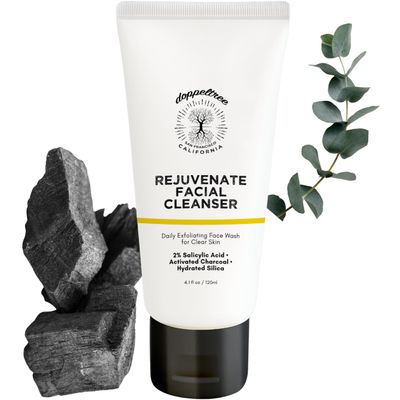 Doppeltree 3-in-1 Exfoliating Facial Cleanser with 2% Salicylic Acid, Hydrated Silica, & Activated Charcoal for Clearer Skin, Oil Control & Anti Aging