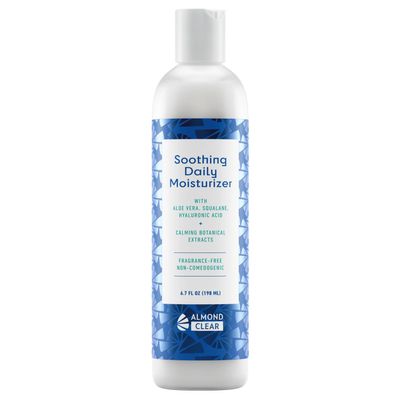 Almond Clear Soothing Daily Moisturizer | Lightweight Hydrating Moisturizer for Acne-Prone Skin on Face and Body | Mandelic Acid, Aloe Vera, Squalane, Hyaluronic Acid & Botanical Extracts | 6.7 oz