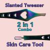 2 in 1 Rainbow Double Ended Tweezers Sharp Slant Precision Tweezer for Eyebrows & Ingrown Hair Removal Skin Care Tool Blackhead Pimple Comedone Remover (2pc) view 3