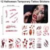 12 Sheets Scratch Tattoos Halloween Scar Temporary Tattoos Realistic Scar Tattoo Sticker Fake Scars Temporary Tattoos Waterproof Horror Fake Wound Tattoo Stickers For Cosplay Zombie Makeup Party view 2