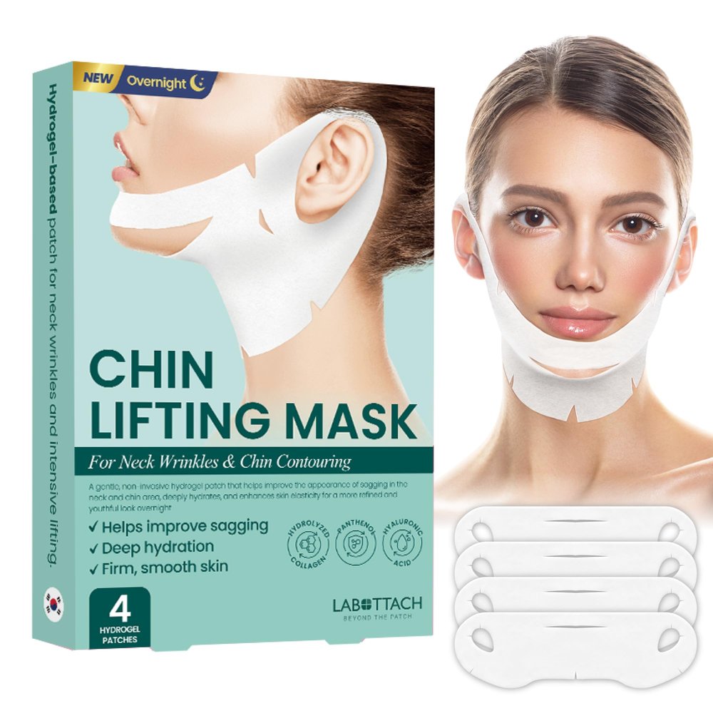 Chin Lifting Mask Korean Hydrogel Neck Wrinkle Patch for V Line Care 4ct