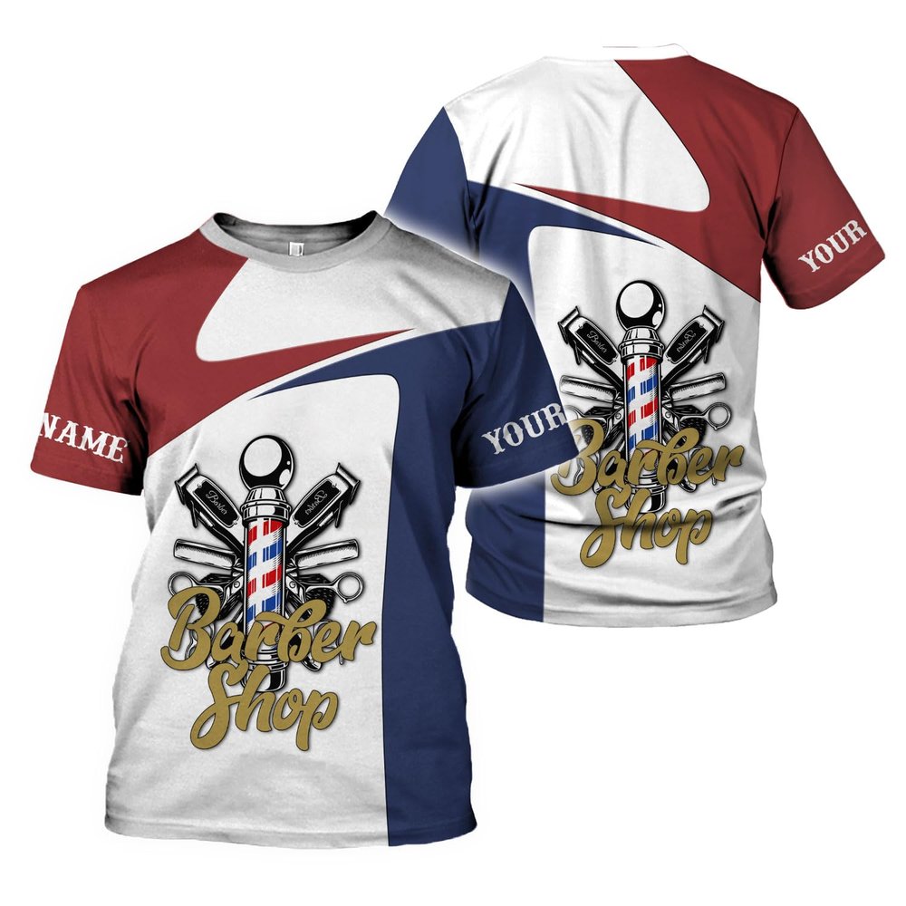 AOVL Personalized Name Barber Shirts Barber Shirt 3D for Men Custom Barber Shirt for Men Women Barber Shop Shirt Gift Barber (Barber 11)