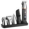 Mens Beard Trimmer 5 in 1 Cordless Hair Trimmer Kit, Waterproof Electric Nose Hair Trimmer USB Rechargeable and LED Display Hair Cutting Kit (Silvery) view 1