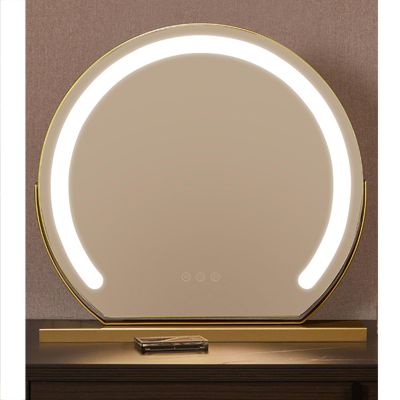 APLUSH Vanity Makeup Mirror with Lights, Smart Touch Control 3 Colors Dimmable, for Makeup Desk, Dressing Room & Bedroom(B - Gold,40 * 39CM/15.7 * 15.4IN)