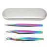 3PCS Eyelash Extension Tweezers Set Lash tweezers for Volume & Individual Eyelash Extensions Stainless Steel Tweezers, Straight Pointed Dolphin Curved Tip Tweezers Lash Extension Supplies view 1