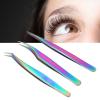 3PCS Eyelash Extension Tweezers Set Lash tweezers for Volume & Individual Eyelash Extensions Stainless Steel Tweezers, Straight Pointed Dolphin Curved Tip Tweezers Lash Extension Supplies view 4