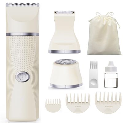 unibono 3-in-1 Electric Razor for Women - Waterproof Bikini Trimmer,Rechargeable Electric Shaver for Lady,Pubic Hair Trimmer Women,Personal Trimmer Groomer for Body Hair (Cream, LY)