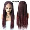31" Full Lace Front Box Braid Wigs With Micro Cornorow Braid Natural Hairline Curly Synthetic Wigs For African American Women (#1B/99JT Black Mix Wine Red) view 2