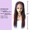 31" Full Lace Front Box Braid Wigs With Micro Cornorow Braid Natural Hairline Curly Synthetic Wigs For African American Women (#1B/99JT Black Mix Wine Red) view 3