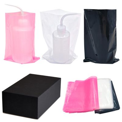 300pcs Tattoo Wash Bottle Bags,Thicken Disposable Squeeze Bottle Bags,for Tattoo Bottles Tattoo Supplies Tattoo Kits (Pink, Black, Transparent)