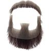 Volora Fake Beard Realistic Human Hair Full Hand Tied Facial Hair False Beards Lace Invisible Fake Face Mustache for Party Movie Makeup Halloween Cosplay Costume Party (Style-1, Brown) view 3