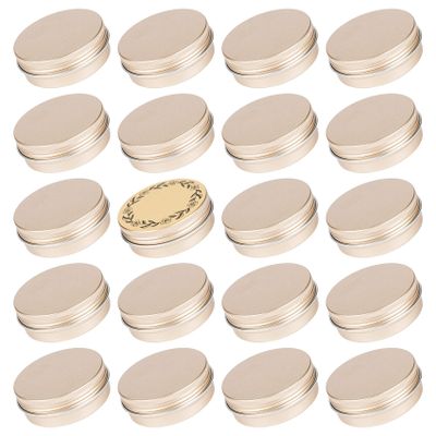 2 oz / 60ml Screw Top Aluminum Tin Jar with Screw Lid and Blank Labels - Pack of 23 (Champagne)