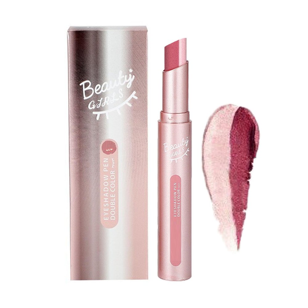 2-in-1 Cream Eyeshadow Stick, Two Tone Eyeshadow Stick, 2 in 1 Dual Color Eyeshadow Stick, 2 Tone Cream Eyeshadow Stick, Lazy Eyeshadow 2 Tone Stick, Waterproof and Long Lasting Eyeshadow Pencil (01#)