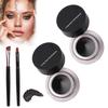 Dual Colour Waterproof Eyeliner 2 Bottles Pack,2 in 1 Eyeliner Eyebrow Cream Set,With 2pcs Brushes, Long-lasting, Smudge-proof (Black*2) view 1