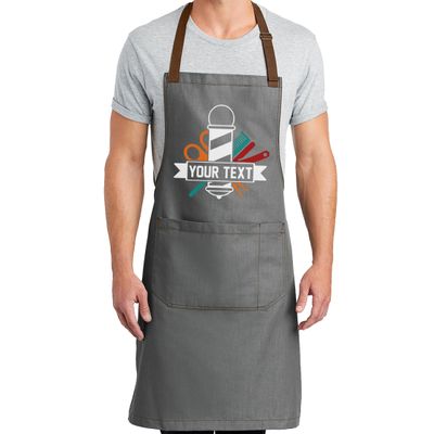 TEEAMORE Custom Barber Apron Hairdressers Men Hair Stylist Salon Two Big Pockets Grooming Aprons Barbershop AshGrey D7