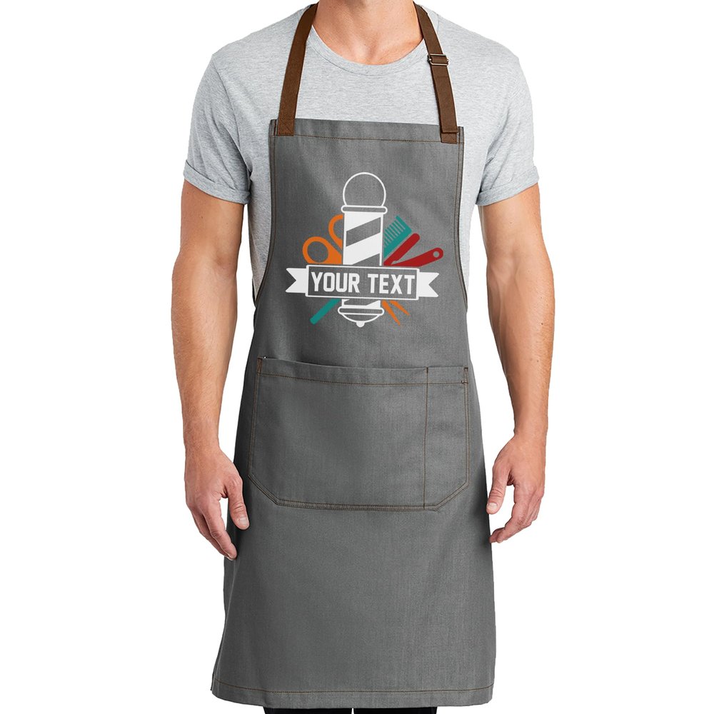 TEEAMORE Custom Barber Apron Hairdressers Men Hair Stylist Salon Two Big Pockets Grooming Aprons Barbershop AshGrey D7