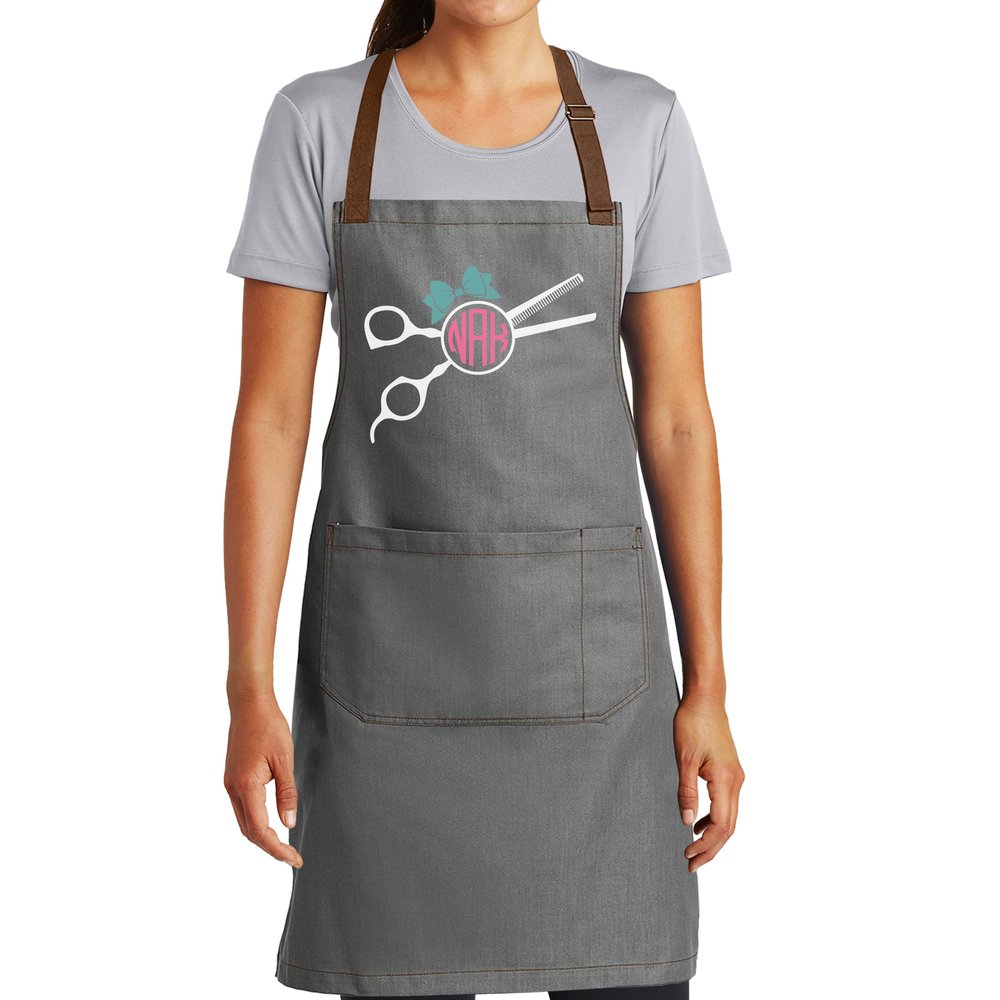 TEEAMORE Custom Barber Apron Hairdressers Men Hair Stylist Salon Two Big Pockets Grooming Aprons Barbershop AshGrey D8_1