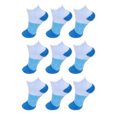 BambooMN Women's Small Medium Super Aloe Infused Fuzzy Cozy Nylon Ankle Home Bed Socks, Blueberry 9 Pairs