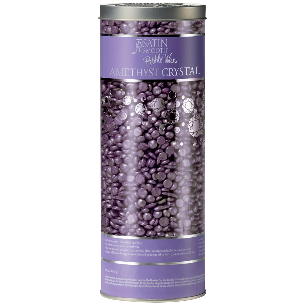 Satin Smooth Amethyst Crystal Flex Hard Wax Beads Thin-Film Pebble Hard Wax for Sensitive Skin & Fine to Medium Hair, 23 oz