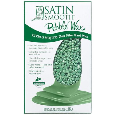 Satin Smooth Citrus Mojito Pebble Wax, Thin-Film Hard Wax for Medium to Coarse Hair, No-Strip Hair Removal Wax for All Skin Types, 35 oz