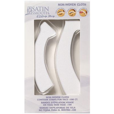 Satin Smooth EZ Grip Non-Woven Wax Strips for Face & Body Contour Facial Wax Strips Hair Removal, Waxing Strip for Women, 100 ct