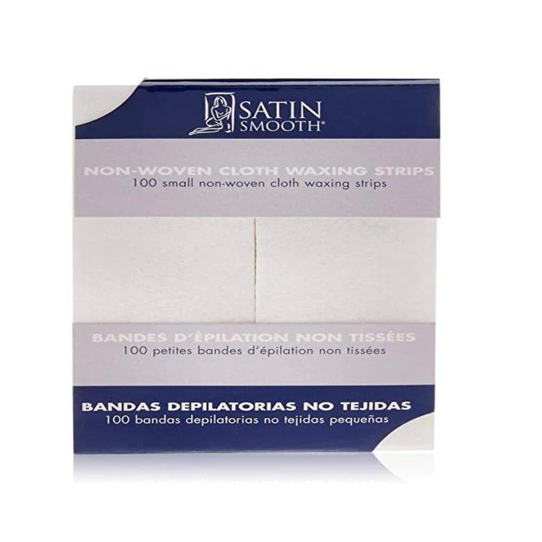 Satin Smooth Non Woven Wax Strips Cloth Waxing Strips, Body and Facial Wax Strip for Hair Removal, Small, 100 ct, 1 Pack