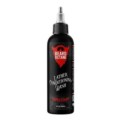 Beard Octane: Barbershop Beard Wash - 8oz Beard Shampoo - Cleans & Moisturizes Beards w/Shea Butter - Softer Beards - Made in USA