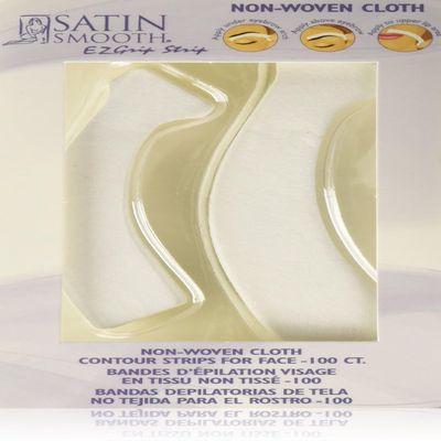 Satin Smooth EZ Grip Eyebrow Wax Strips  Non-Woven Eyebrow Waxing Strips, Upper Lip & Brow Wax Strip, Facial Hair Removal for Women, 100 ct