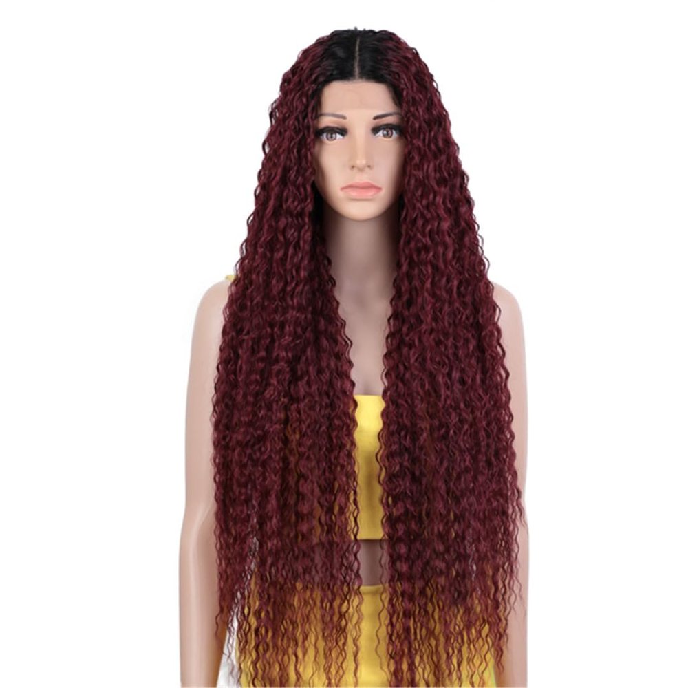 Synthetic Lace Front Wig Long Curly Red Wig For Women Afro Kinky Curly Lace Front Wig Cosplay Blonde Lace Wig