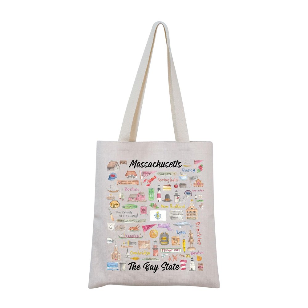 MINIGIU MAssachusetts Tote Bag for Massachusetts Move - Welcome to MA Gift (MA Tote Bag)