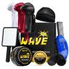 Wave Pomade for Men Strong Hold Easy Wash 360 Wave Training Hair Cream, Waves Grease for Men Promotes Layered Waves, Moisture, Silky Shine, Wave Pomade Wave Brushe Silky Durag Wave Cap Set (Blue) view 1